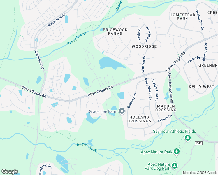 map of restaurants, bars, coffee shops, grocery stores, and more near 2503 Olive Chapel Road in Apex