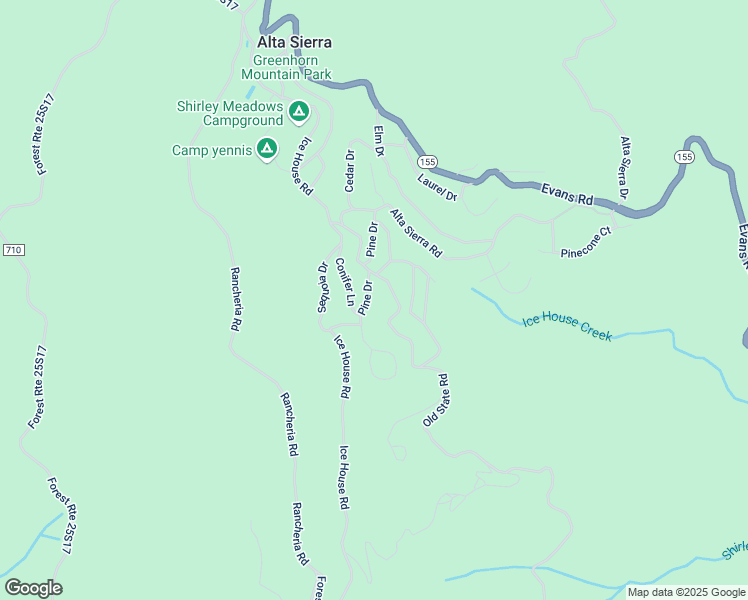 map of restaurants, bars, coffee shops, grocery stores, and more near 10638 Pine Drive in Wofford Heights