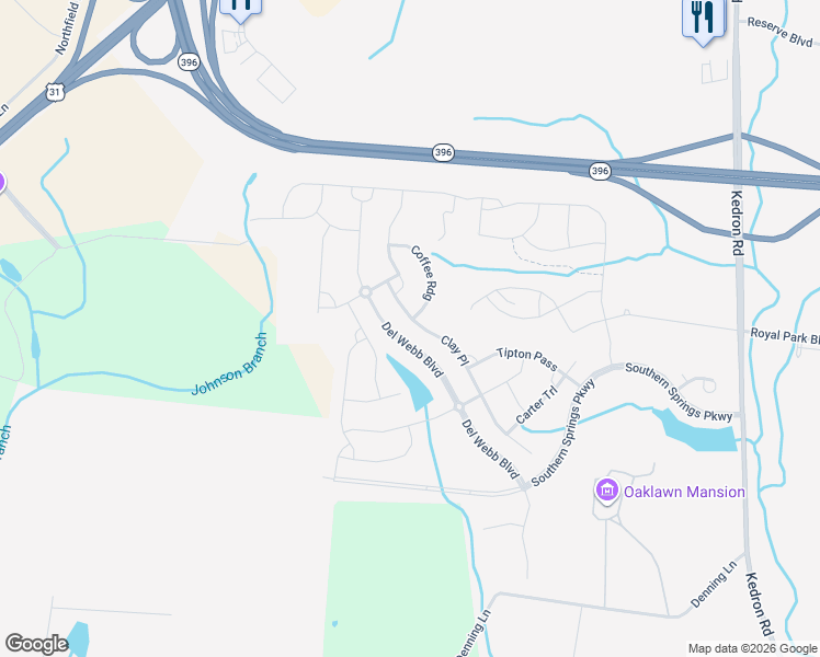 map of restaurants, bars, coffee shops, grocery stores, and more near 1003 Coffee Ridge in Spring Hill
