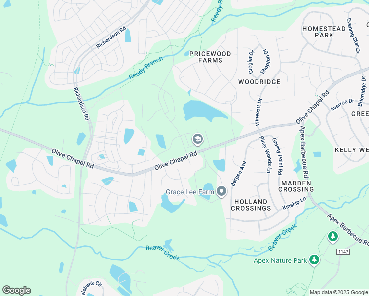 map of restaurants, bars, coffee shops, grocery stores, and more near 2456-2600 Olive Chapel Road in Apex