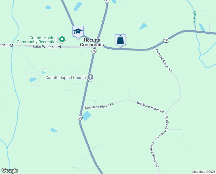 map of restaurants, bars, coffee shops, grocery stores, and more near 99 Strickland Hinton Road in Zebulon