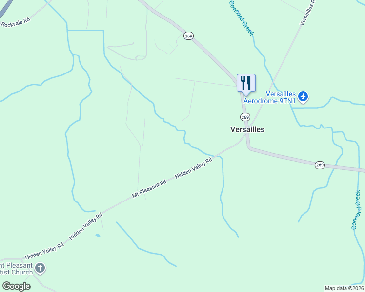 map of restaurants, bars, coffee shops, grocery stores, and more near 158 Hidden Valley Lane in Rockvale