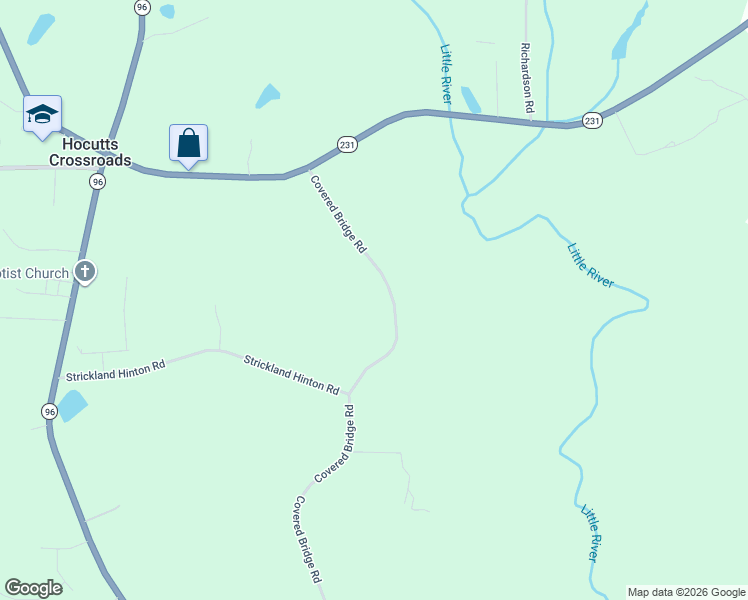 map of restaurants, bars, coffee shops, grocery stores, and more near 13289 Covered Bridge Road in Zebulon