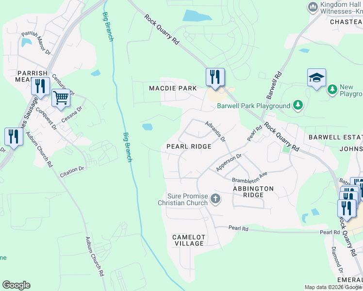 map of restaurants, bars, coffee shops, grocery stores, and more near in Raleigh