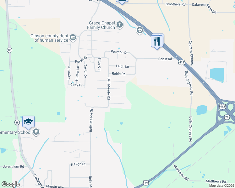 map of restaurants, bars, coffee shops, grocery stores, and more near 72 Curtis Street in Bells