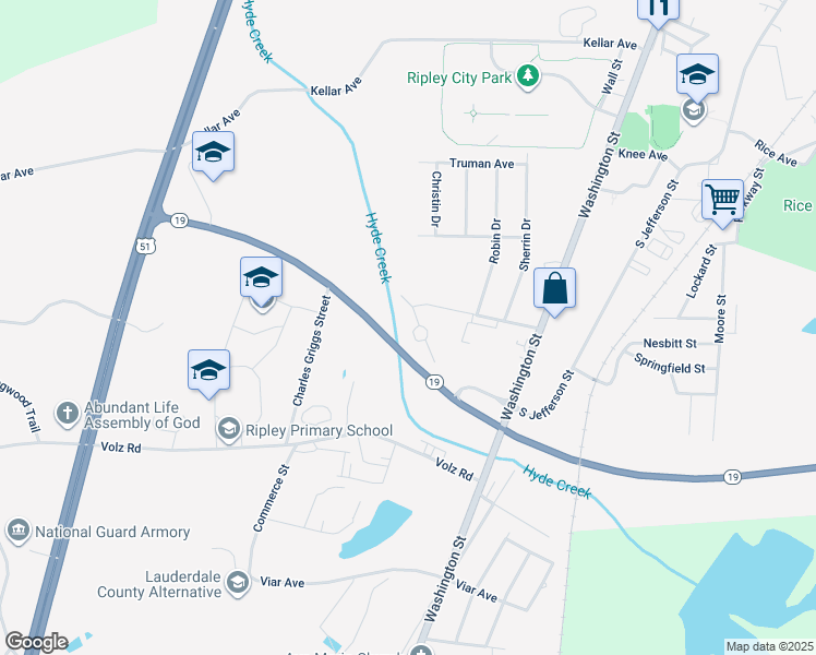 map of restaurants, bars, coffee shops, grocery stores, and more near 24 Halliburton Avenue in Ripley