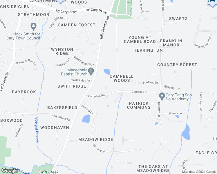 map of restaurants, bars, coffee shops, grocery stores, and more near 3621 Bowling Drive in Raleigh