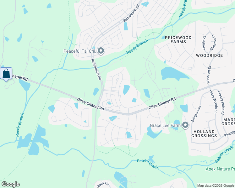 map of restaurants, bars, coffee shops, grocery stores, and more near 2907 Great Lawn Road in Apex