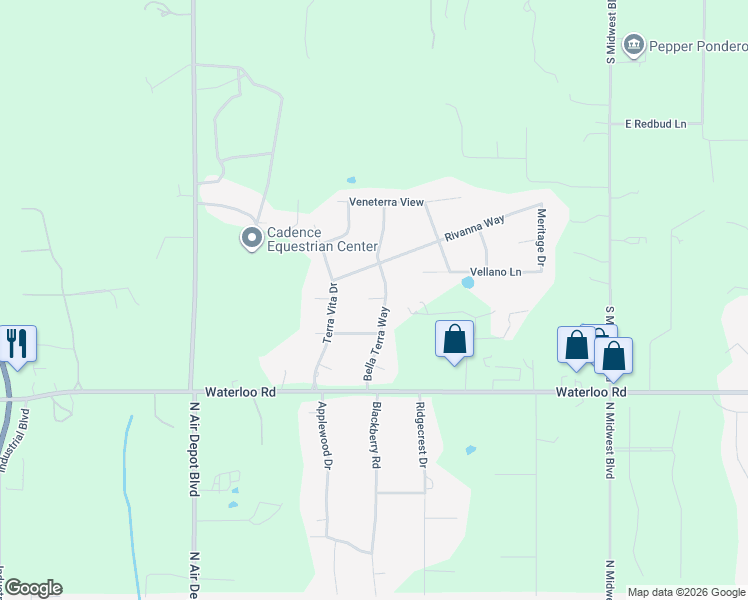 map of restaurants, bars, coffee shops, grocery stores, and more near 2082 Vaquero Court in Edmond