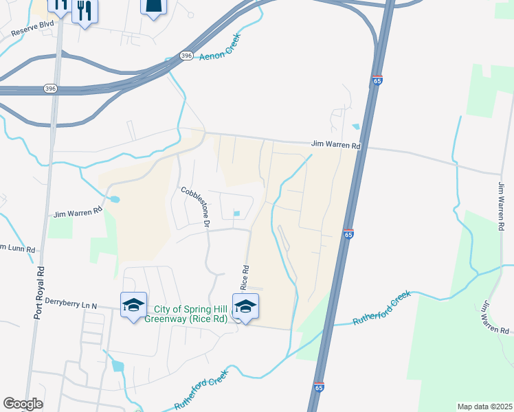 map of restaurants, bars, coffee shops, grocery stores, and more near 1018 Keeneland Drive in Spring Hill