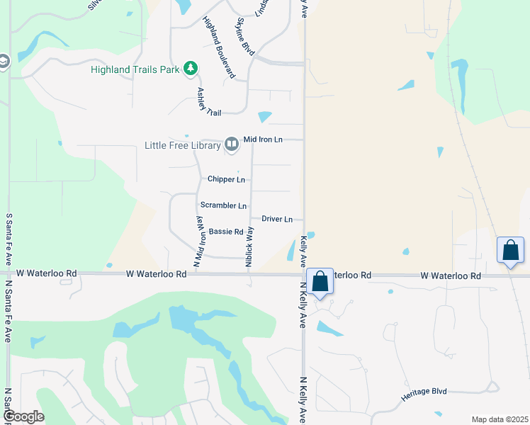 map of restaurants, bars, coffee shops, grocery stores, and more near 1013 Driver Lane in Edmond