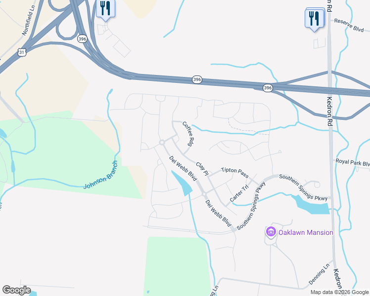 map of restaurants, bars, coffee shops, grocery stores, and more near 1003 Coffee Ridge in Spring Hill
