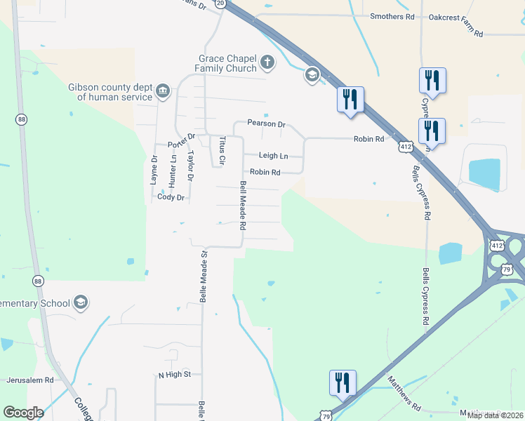 map of restaurants, bars, coffee shops, grocery stores, and more near 72 Curtis Street in Bells