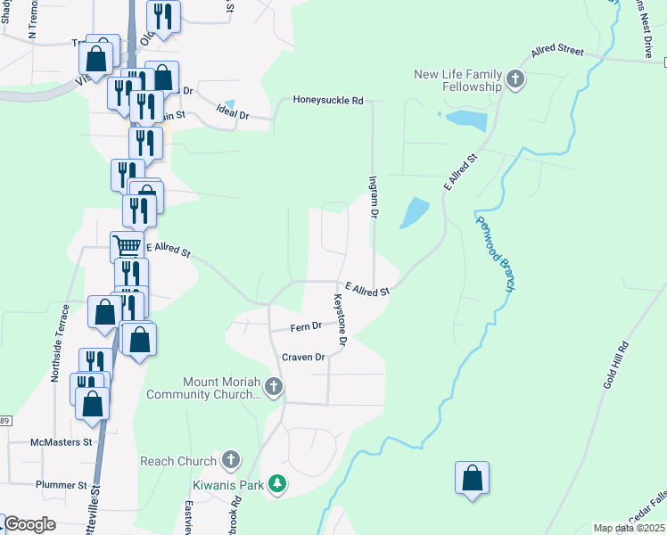 map of restaurants, bars, coffee shops, grocery stores, and more near 1113 Harvest Circle in Asheboro