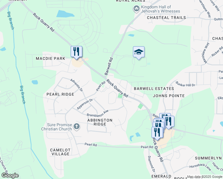 map of restaurants, bars, coffee shops, grocery stores, and more near 3844 Volkswalk Place in Raleigh