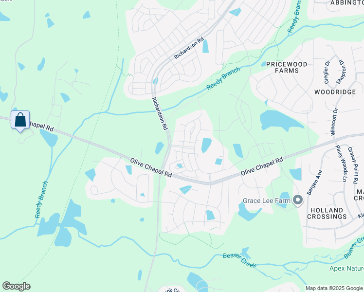 map of restaurants, bars, coffee shops, grocery stores, and more near 2907 Great Lawn Road in Apex