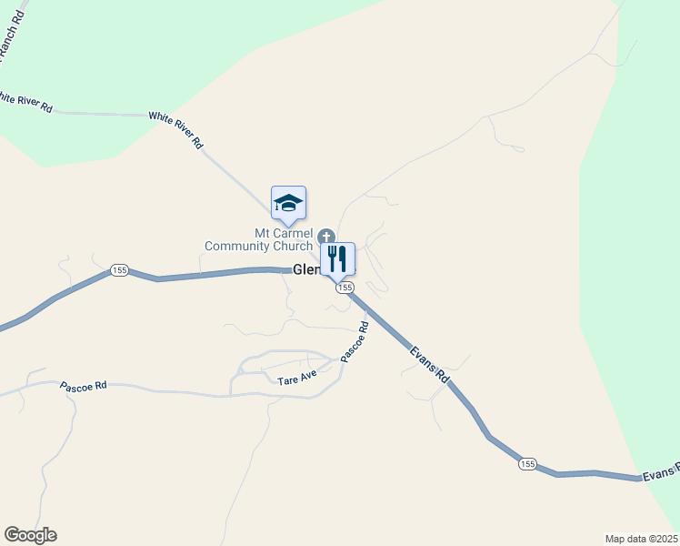 map of restaurants, bars, coffee shops, grocery stores, and more near 10669 Evans Road in Glennville