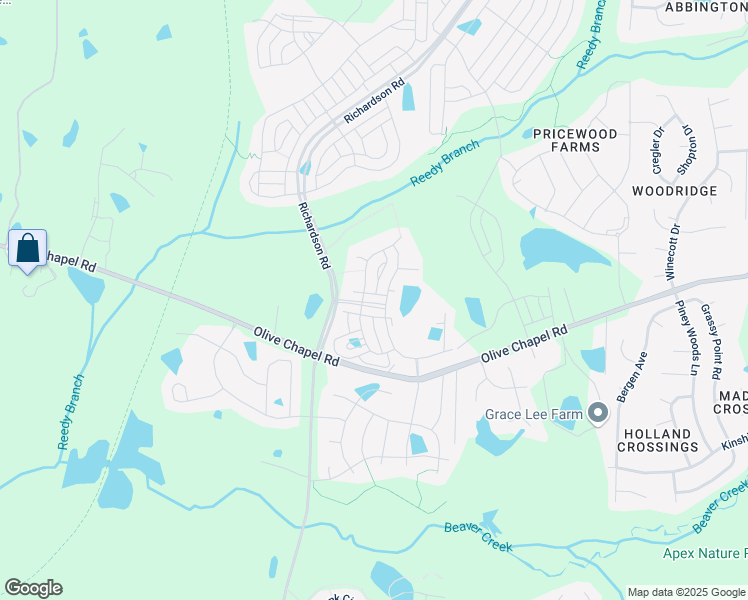 map of restaurants, bars, coffee shops, grocery stores, and more near 2910 Great Lawn Road in Apex