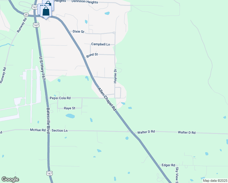 map of restaurants, bars, coffee shops, grocery stores, and more near 35 Haynie Drive in Batesville