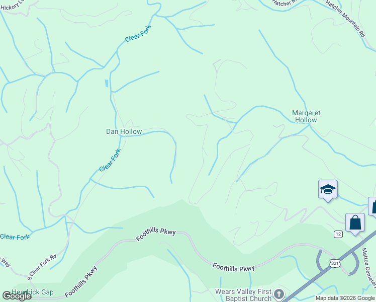 map of restaurants, bars, coffee shops, grocery stores, and more near 2681 South Clear Fork Road in Sevierville
