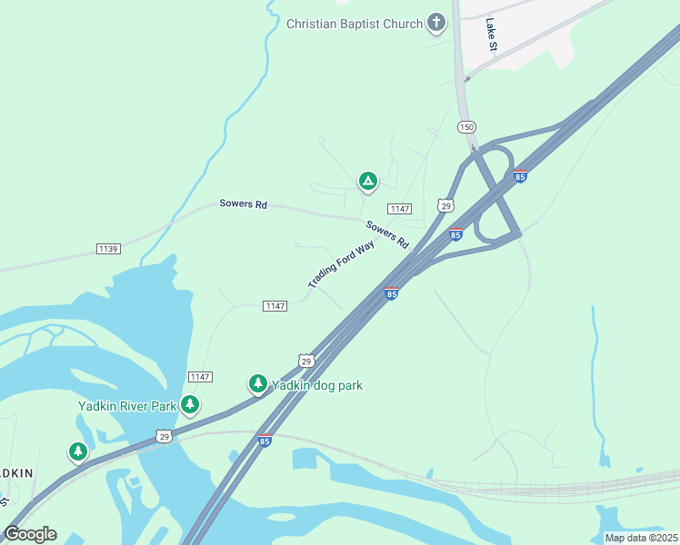 map of restaurants, bars, coffee shops, grocery stores, and more near 627 Trading Ford Way in Linwood