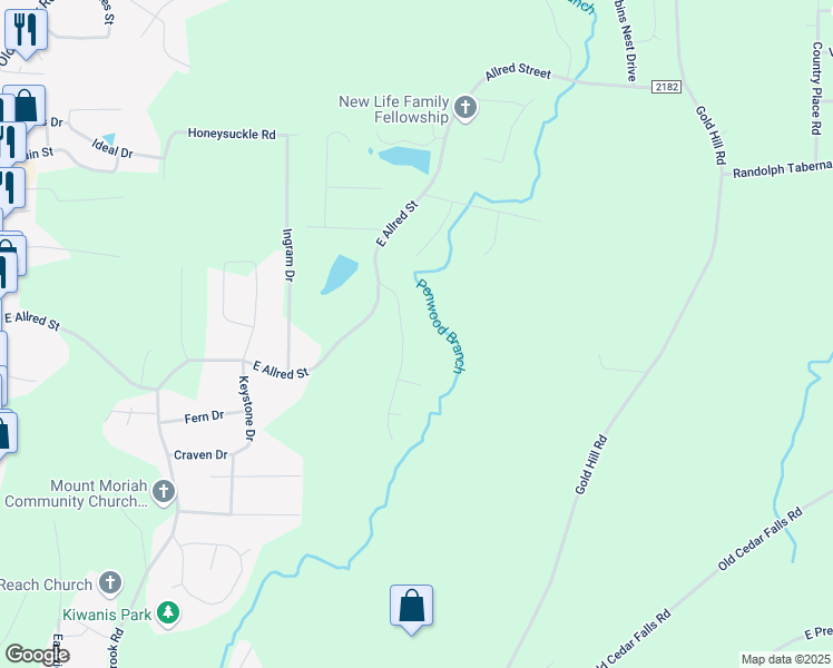 map of restaurants, bars, coffee shops, grocery stores, and more near 930 Northshore Drive in Asheboro