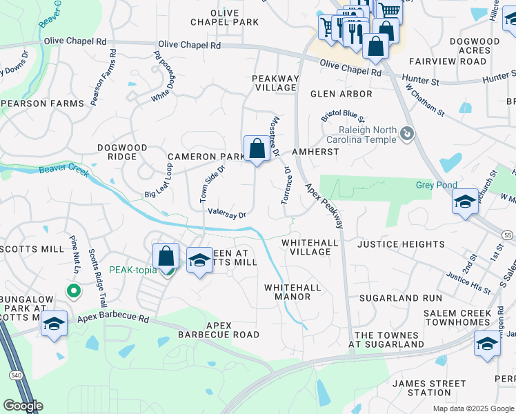 map of restaurants, bars, coffee shops, grocery stores, and more near 209 Vatersay Drive in Apex