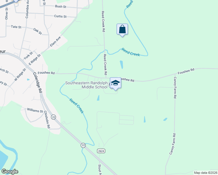map of restaurants, bars, coffee shops, grocery stores, and more near 5302 Foushee Road in Ramseur