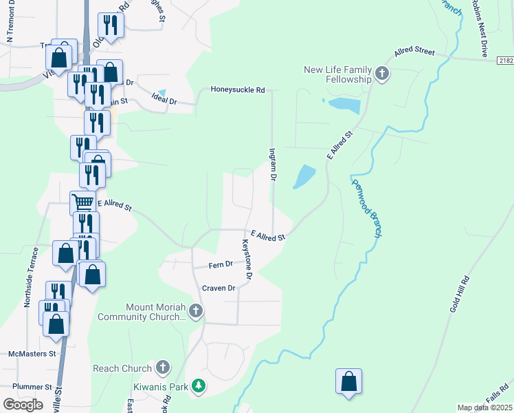 map of restaurants, bars, coffee shops, grocery stores, and more near 1206 Harvest Circle in Asheboro