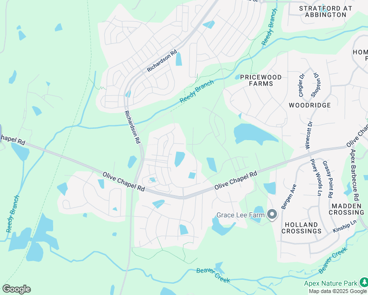 map of restaurants, bars, coffee shops, grocery stores, and more near 2901 Water Tower Lane in Apex