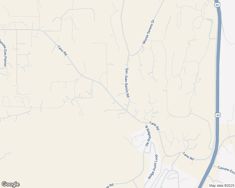 map of restaurants, bars, coffee shops, grocery stores, and more near 15 San Juan Ranch Road in Santa Fe