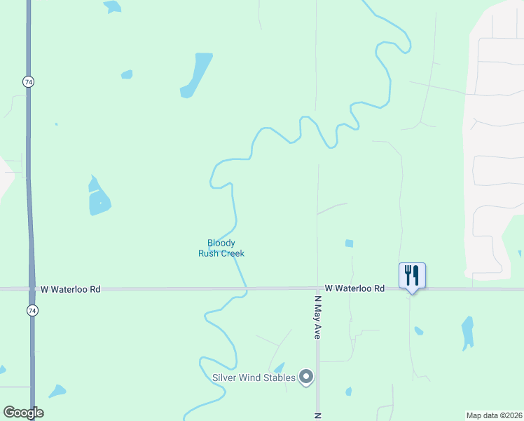 map of restaurants, bars, coffee shops, grocery stores, and more near 14101 South May Avenue in Edmond