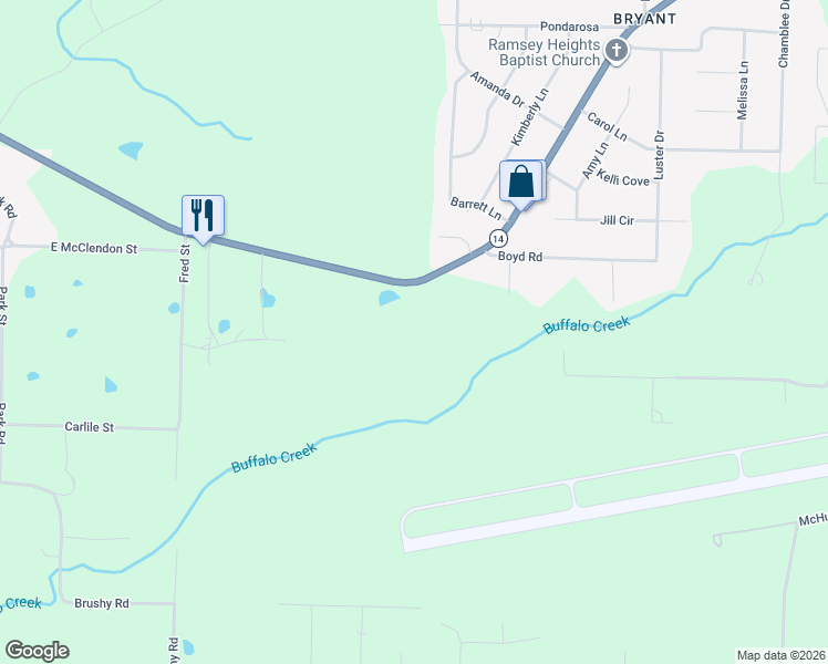 map of restaurants, bars, coffee shops, grocery stores, and more near 825 Heber Springs Road in Batesville