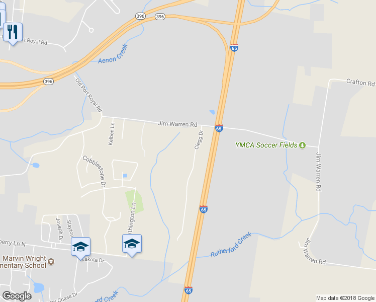 map of restaurants, bars, coffee shops, grocery stores, and more near 3416 Clegg Drive in Spring Hill