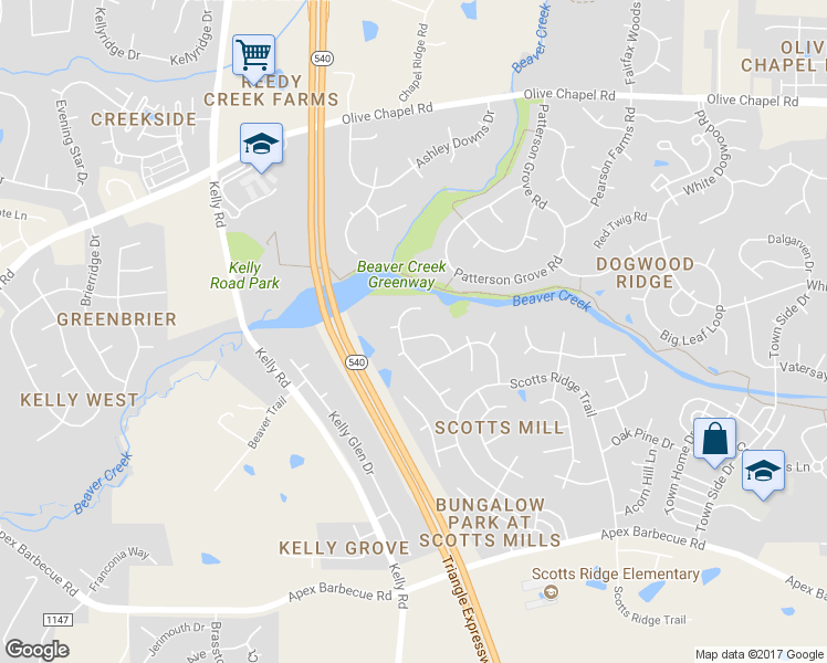 map of restaurants, bars, coffee shops, grocery stores, and more near 124 Cypress View Way in Apex