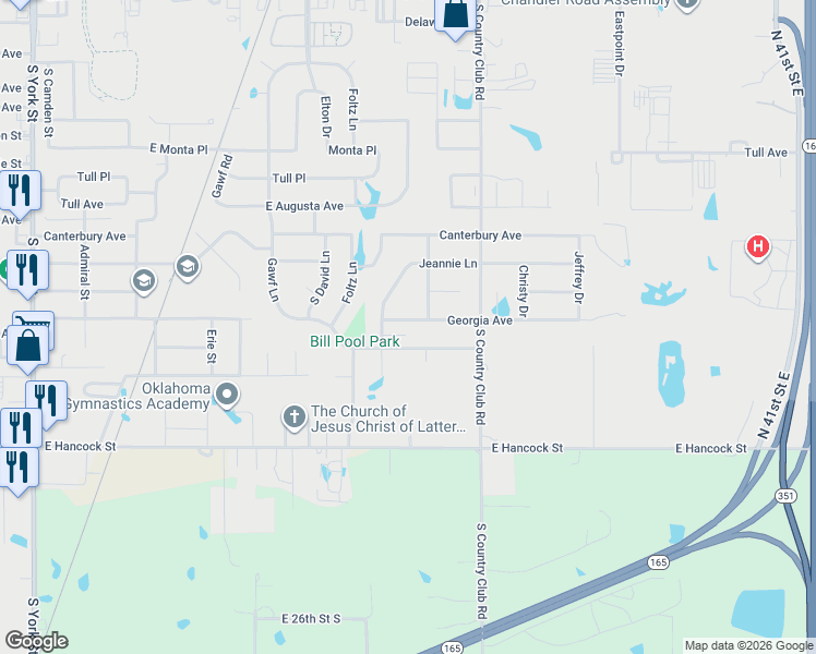 map of restaurants, bars, coffee shops, grocery stores, and more near 3311 Georgia Avenue in Muskogee