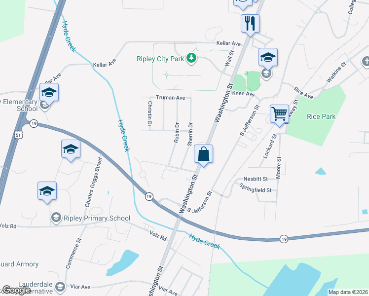 map of restaurants, bars, coffee shops, grocery stores, and more near 325 Sherrin Drive in Ripley
