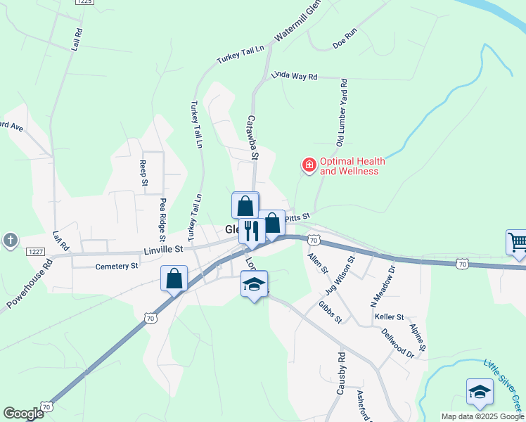 map of restaurants, bars, coffee shops, grocery stores, and more near 103 Davis Street in Morganton