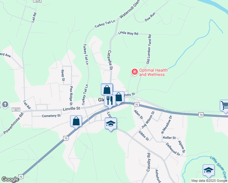 map of restaurants, bars, coffee shops, grocery stores, and more near 103 Davis Street in Morganton
