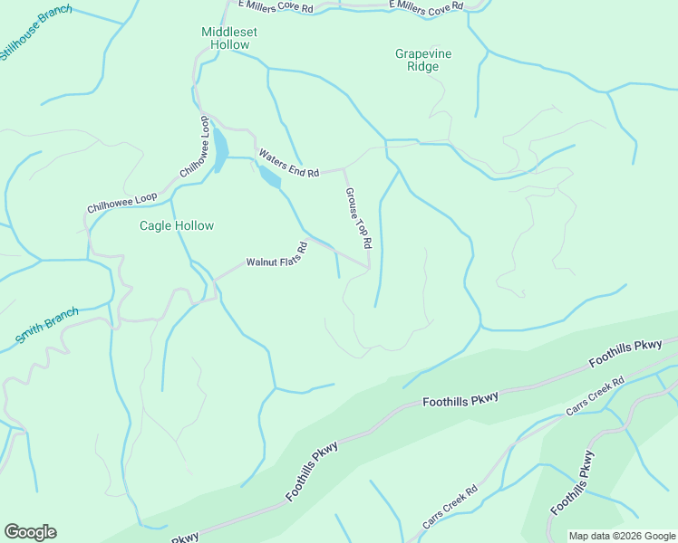 map of restaurants, bars, coffee shops, grocery stores, and more near 2044 Walnut Flats Road in Walland