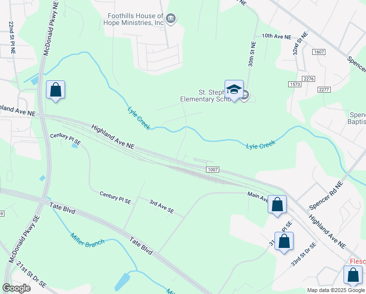 map of restaurants, bars, coffee shops, grocery stores, and more near 402 27th Street Drive Northeast in Hickory