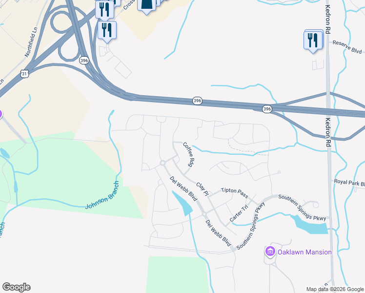 map of restaurants, bars, coffee shops, grocery stores, and more near 1023 Coffee Ridge in Spring Hill