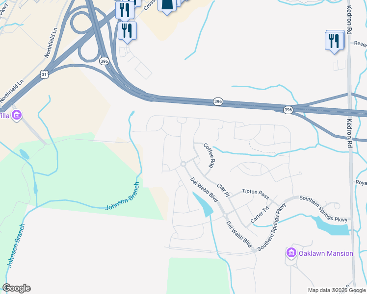 map of restaurants, bars, coffee shops, grocery stores, and more near 1115 Davidson Walk in Spring Hill