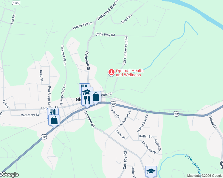 map of restaurants, bars, coffee shops, grocery stores, and more near 192-210 Old Lumber Yard Road in Morganton