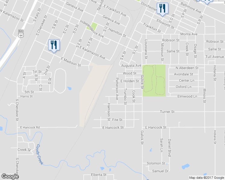 map of restaurants, bars, coffee shops, grocery stores, and more near 911 Mc Cloud Street in Muskogee