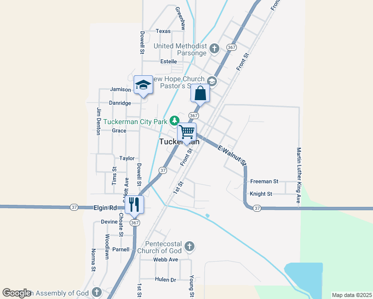 map of restaurants, bars, coffee shops, grocery stores, and more near 106 West Main Street in Tuckerman