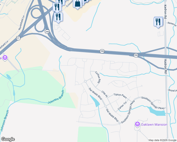 map of restaurants, bars, coffee shops, grocery stores, and more near 1115 Davidson Walk in Spring Hill