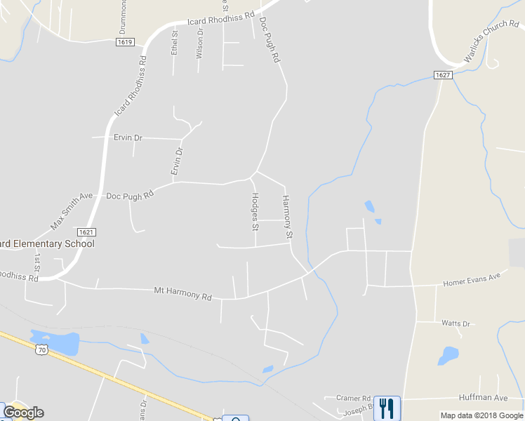 map of restaurants, bars, coffee shops, grocery stores, and more near 3047 Hodges Street in Connelly Springs