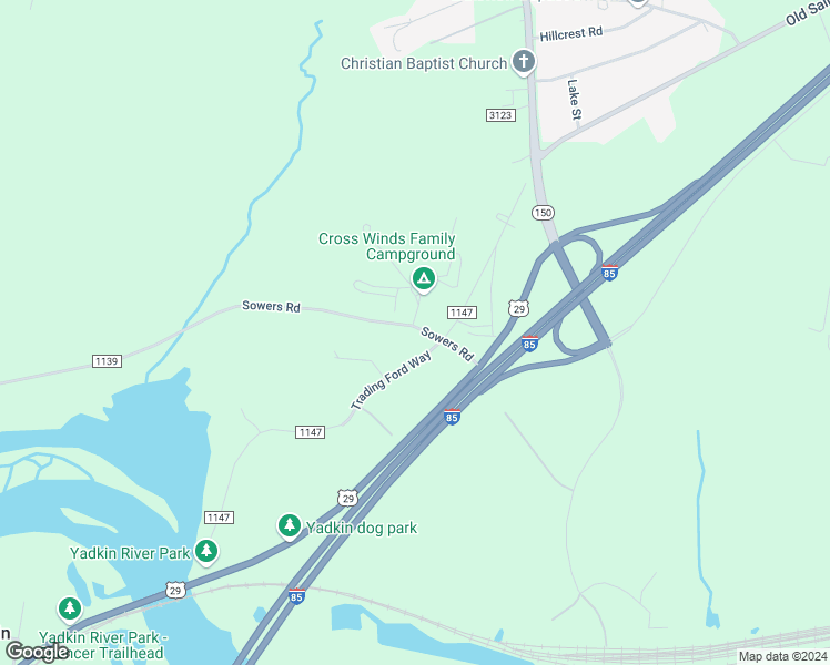 map of restaurants, bars, coffee shops, grocery stores, and more near 159 Sowers Road in Linwood