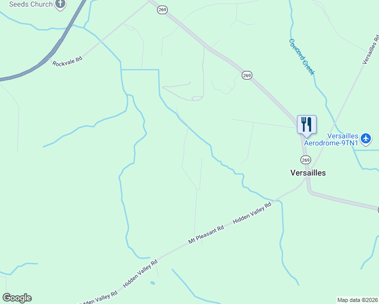 map of restaurants, bars, coffee shops, grocery stores, and more near 112 New Dawn Road in Rockvale